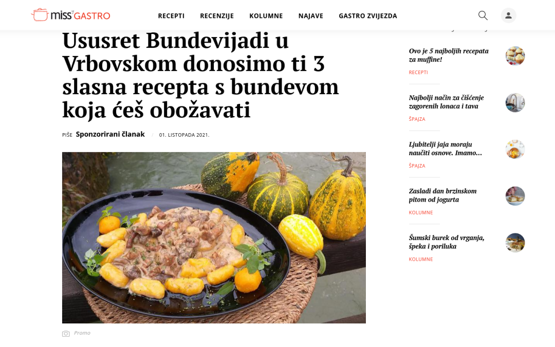 missGASTRO.hr-Ususret Bundevijadi u Vrbovskom donosimo ti 3 slasna recepta s bundevom koja ćeš obožavati, 01.10.2021. godine
