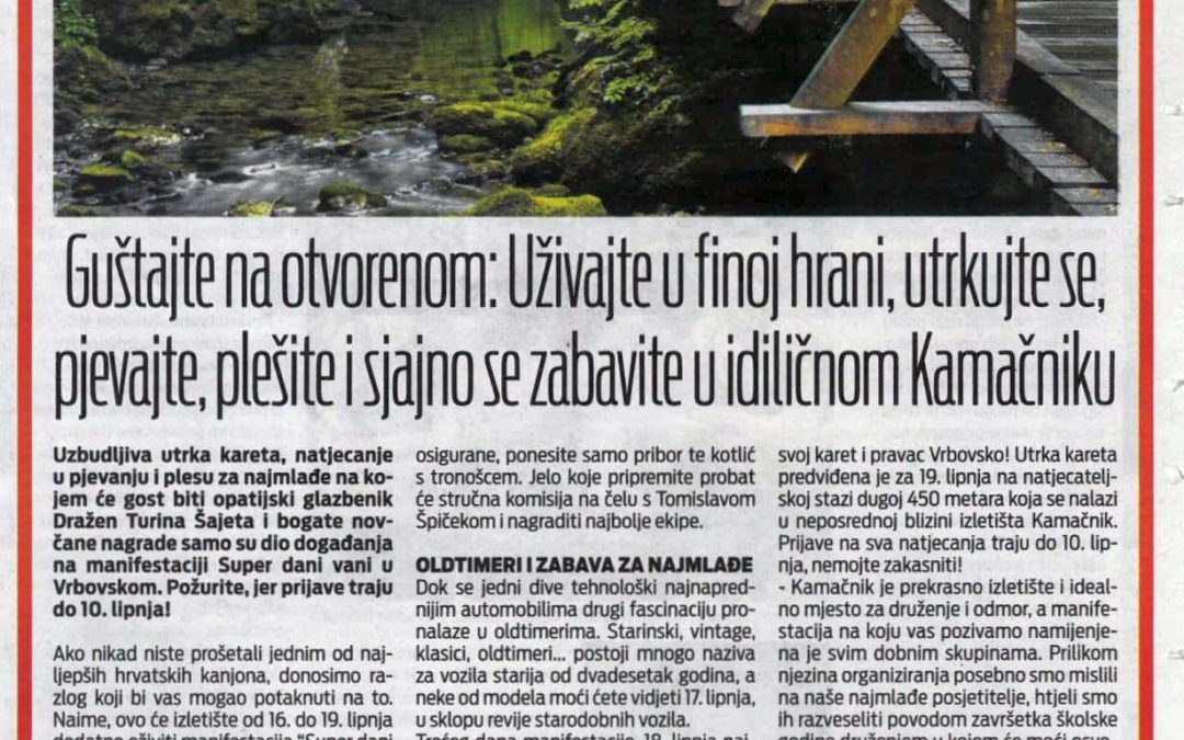 Članak 24sata-Guštajte na otvorenom – »Super dani vani Kamačnik«, 07.06.2022. godine