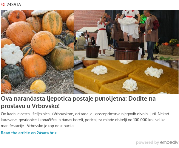 Članak 24sata.hr – Ova narančasta ljepotica postaje punoljetna: Dođite na proslavu u Vrbovsko!