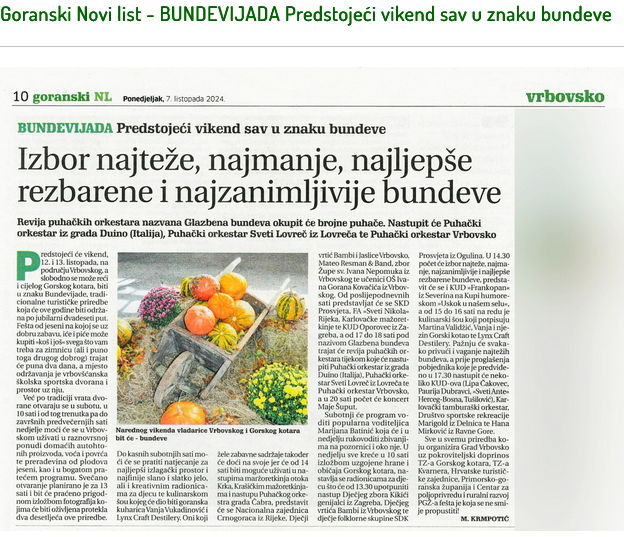 Goranski Novi list – BUNDEVIJADA Predstojeći vikend sav u znaku bundeve