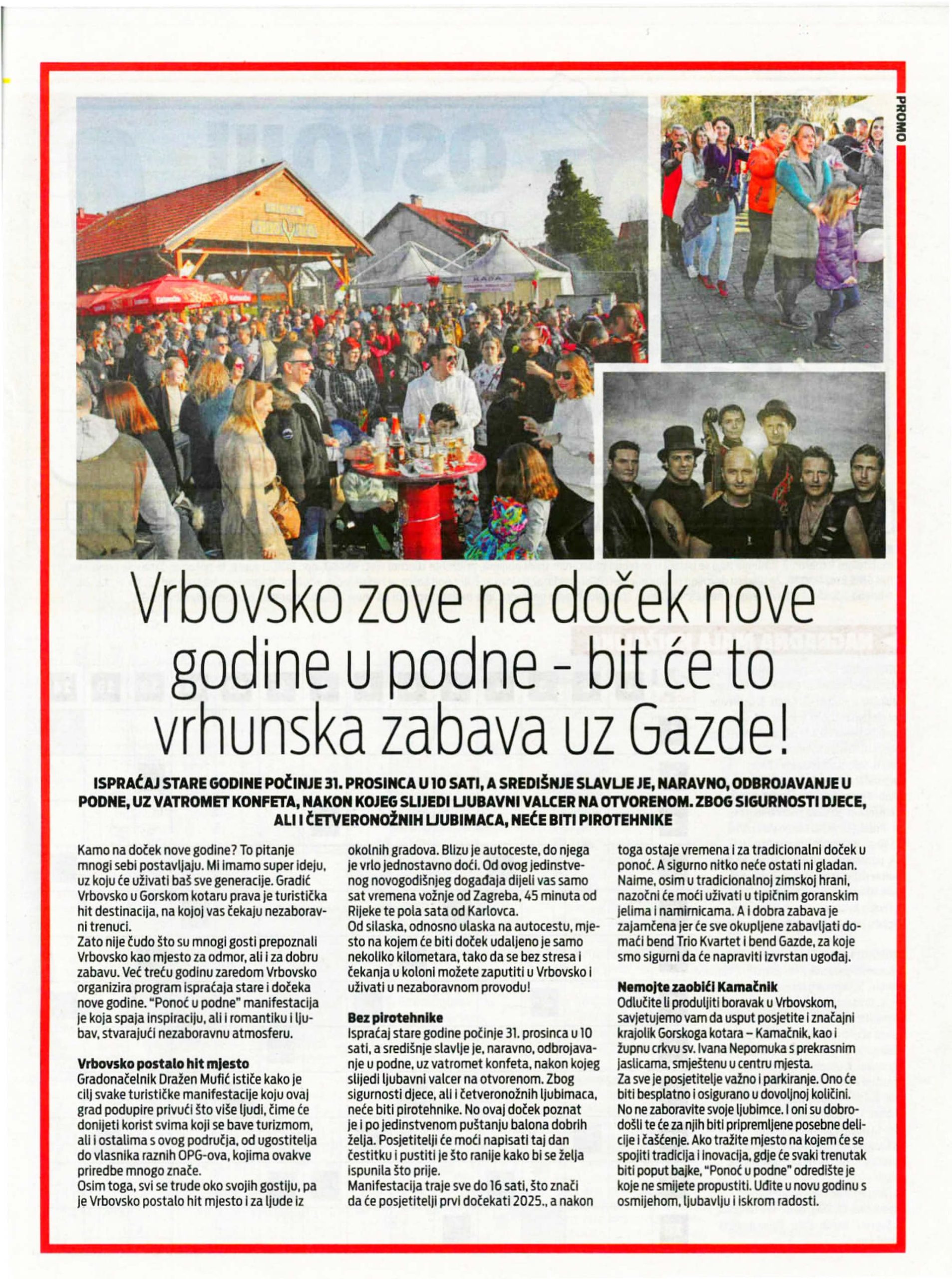 Članak 24sata-Vrbovsko zove na doček nove godine u podne -bit će to vrhunska zabava uz Gazde!, 18.12.2024. godine