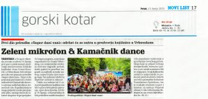 Članak Novog lista - Zeleni mikrofon & Kamačnik dance održat će se sutra u predvorju knjižnice u Vrbovskom