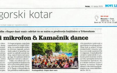 Članak Novog lista – Zeleni mikrofon & Kamačnik dance održat će se sutra u predvorju knjižnice u Vrbovskom
