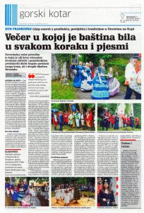 Člank Novog lista - KUD FRANKOPAN Lijep susret s prošlošću, poviješću i tradicijom u Severinu na Kupi