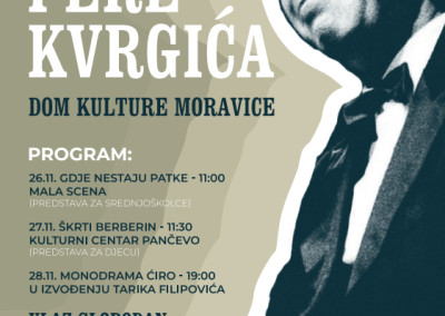 Treći Dani Pere Kvrgića u Moravicama: Tri dana kazališta, radionica i inspirativnih predstava u Moravicama plakat