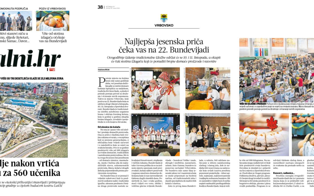 VEČERNJI LIST – Najljepša jesenska priča čeka vas na 22. Bundevijadi